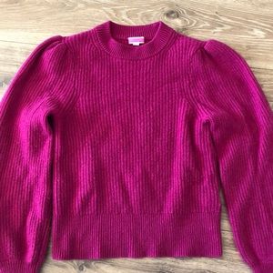 Jcrew Magenta Puff Sleeve Cashmere Sweater Size M
